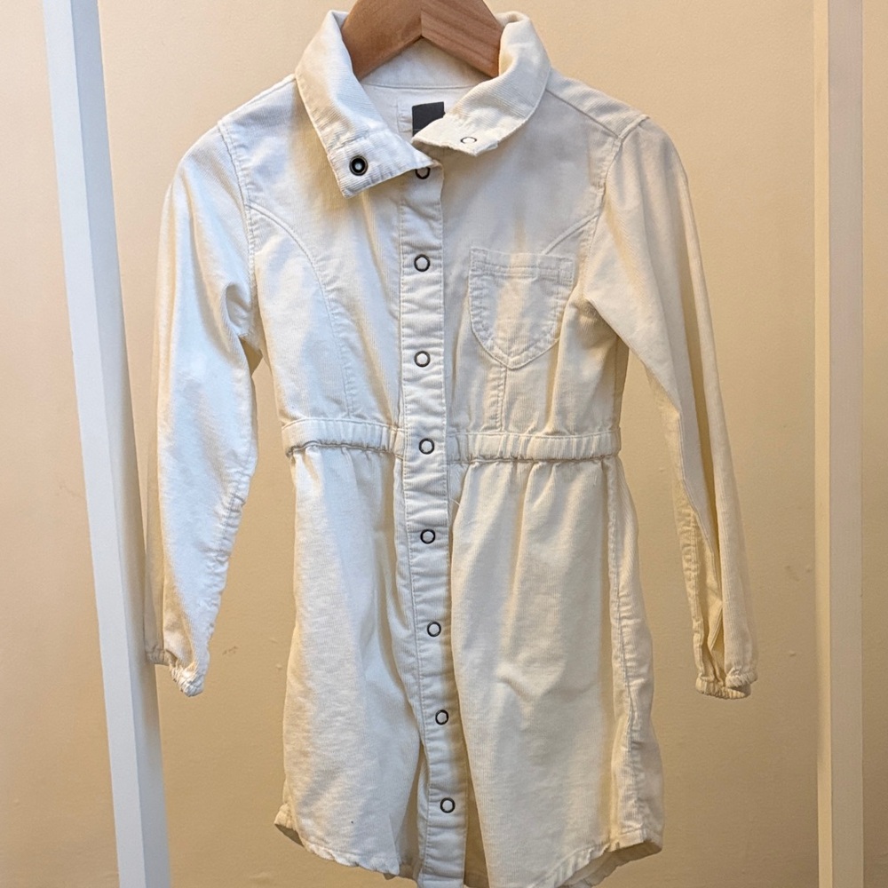 Old Navy Cream Long Sleeve Shirt Dress